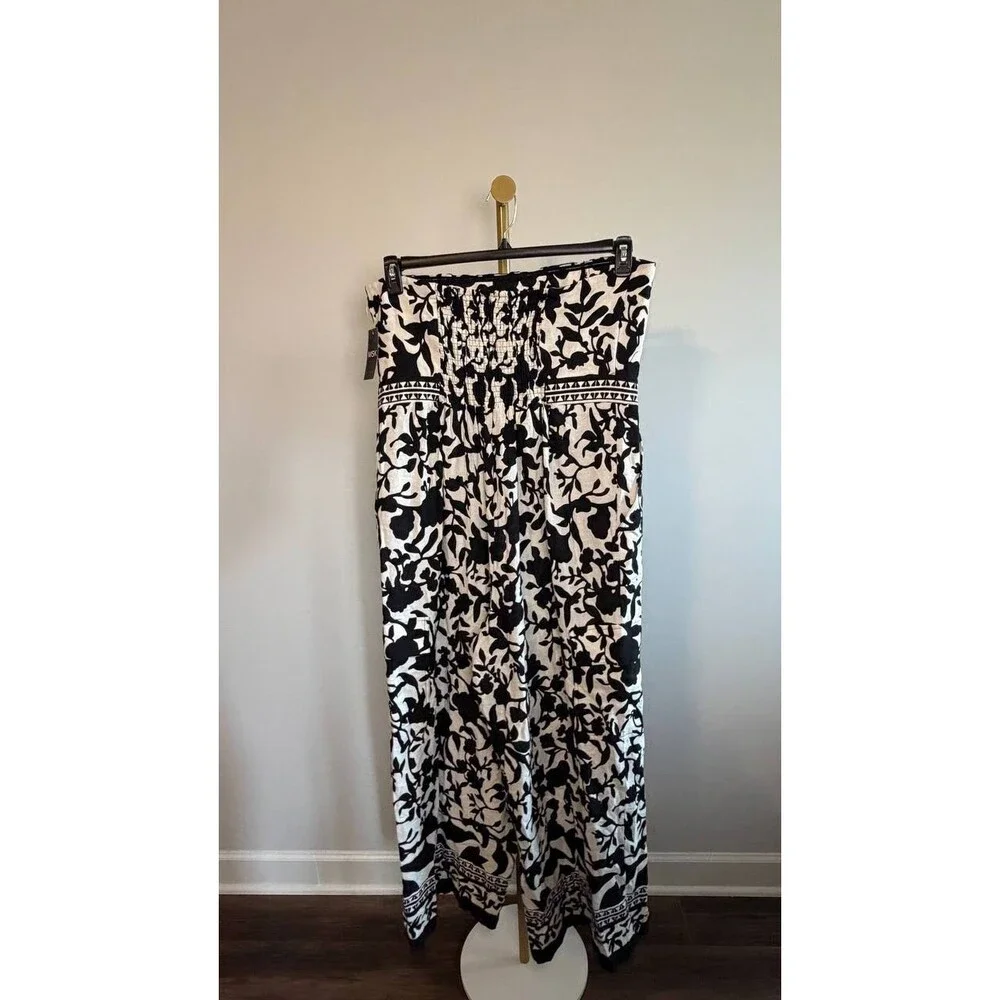 MSK Strapless Smocked Floral Wide‑Leg Jumpsuit Black XL NWT $119 - Picture 7 of 10
